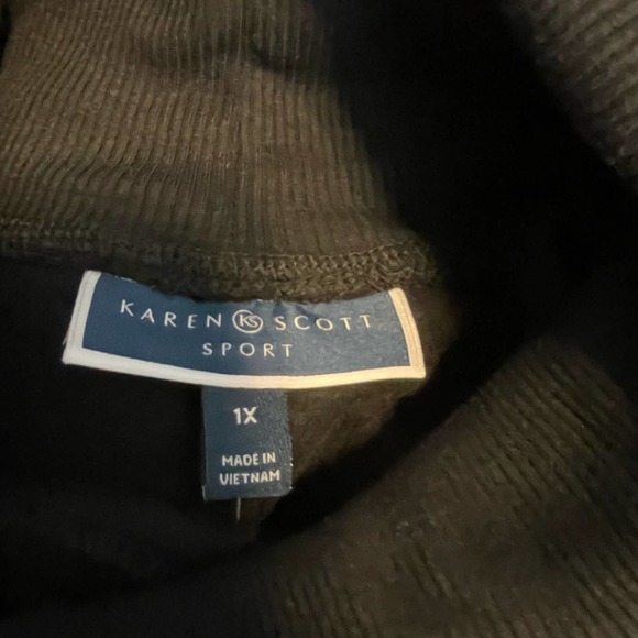 Karen Scott Sport Black Cotton Turtleneck Sweatshirt NWT Plus Size 1X - Picture 7 of 8